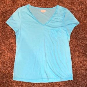 Aerie Blue Pocket V-neck Lounge Tee